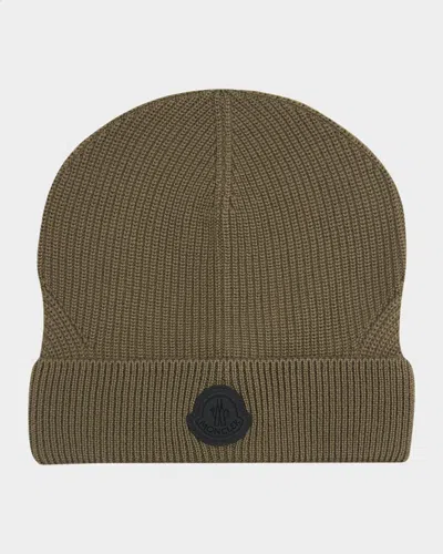 MONCLER MEN'S WOOL BEANIE WITH TONAL LOGO
