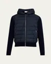 Moncler Long-sleeved Knitted Jacket In Blue