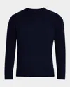 Moncler Crew-neck Sweater Ribbed Long Sleeves In Dark Blue