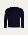 Moncler Crew-neck Sweater Ribbed Long Sleeves In Dark Blue