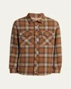 Moncler Men's Wool Check Snap-front Shirt In Brown