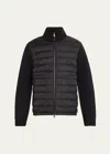 Moncler Mens Black Hybrid Padded Knitted Cardigan In Black