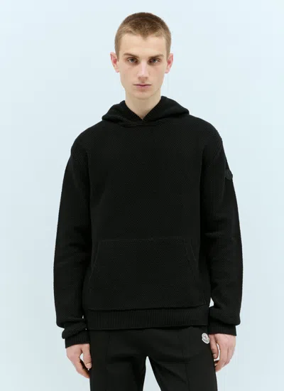 Moncler Men Wool Hooded Sweatshirt In Black