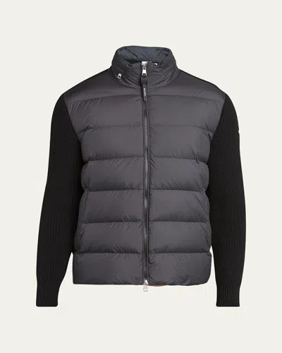 MONCLER MEN'S WOOL KNIT PADDED JACKET WITH HOOD
