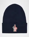Moncler Grenoble Logo Patch Beanie In Blue