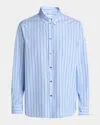 Moncler Logo Patch Stripe Cotton Poplin Button-down Shirt