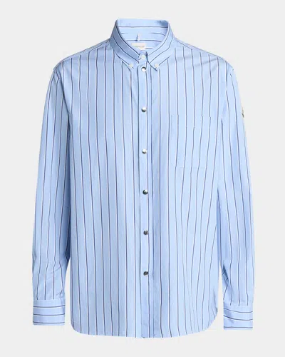 MONCLER MEN'S WOOL MULTI-STRIPE SPORT SHIRT