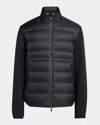 Moncler Mixed Media Quilted Puffer Cardigan In Black