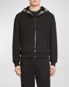 Moncler Men's Logo-tape Fleece Zip Hoodie In Black