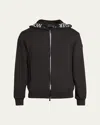 Moncler Men's Logo-tape Fleece Zip Hoodie In Black