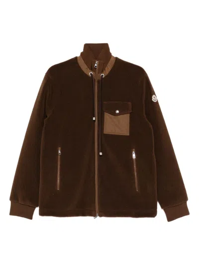 Moncler Men's Zip-up Cardigan In Brown