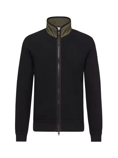 Moncler Cotton High-neck Zip-up Cardigan In Black