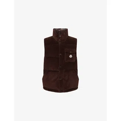 MONCLER MENS TAUPE AGEN SLEEVELESS CORDUROY GILET