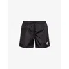 Moncler Logo Patch Detail Elastic Waist Swim Shorts In Black