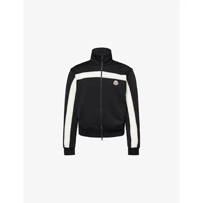 Moncler Mens Black Contrast-stripe Zip-up Stretch-woven Track Jacket