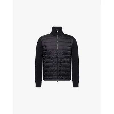 Moncler Mens Black Hybrid Padded Knitted Cardigan