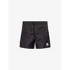 Moncler Logo Patch Swim Shorts With Elastic Waist In Black