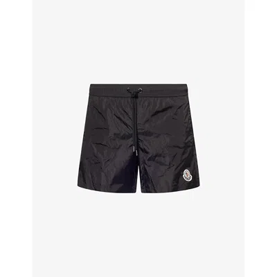 Moncler Mens Black Logo-patch Relaxed-fit Swim Shorts Xxl