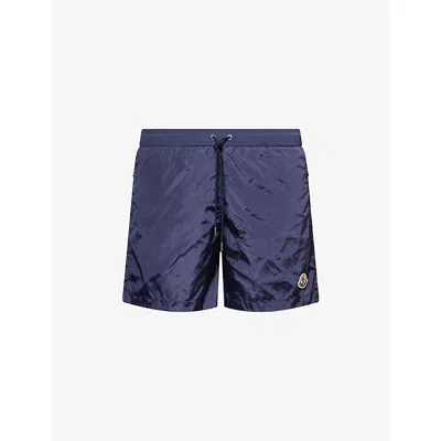 Moncler Mens Logo-patch Swim Shorts Blue Xl