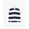 Moncler Long Sleeve Striped Rugby Shirt In Blue White