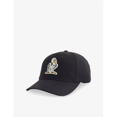 Moncler Mens Brand-embroidered Panelled Cotton Cap Black