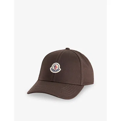 Moncler Mens Brown Gabardine Cotton Baseball Cap