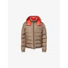 Moncler Jonage Houndstooth Nylon Down Jacket In Brown