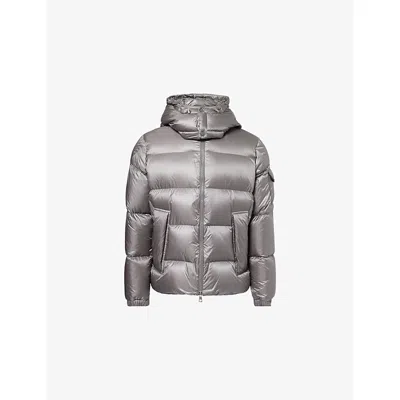 Moncler Mens Charcoal Couyere Logo-patch Padded Down Jacket In Gray