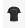 Moncler Cotton Crew Neck T-shirt With Embroidered Logo In Black
