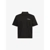 Moncler Mens Charcoal Script Logo-embroidery Short-sleeve Cotton-jersey Polo Shirt Xl In Black