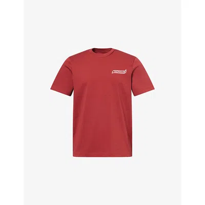 Moncler Mens Dark Red Logo-print Short-sleeve Cotton T-shirt