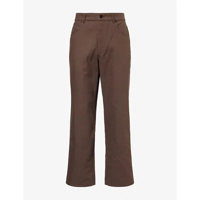 Moncler Mens Gabardine Straight-leg Cotton Trousers Khaki In Brown