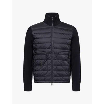 Moncler Mens Hybrid Zip-up Padded And Knit Cardigan Navy