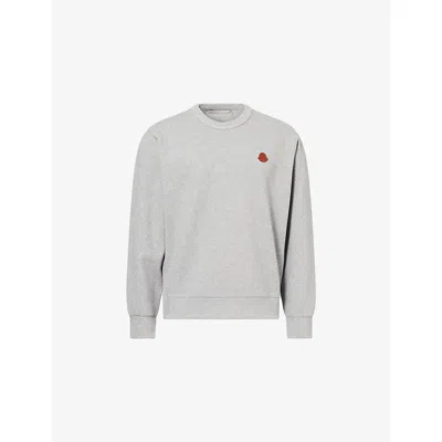 Moncler Mens Light Grey Embossed-patch Cotton-blend Sweatshirt In Gray