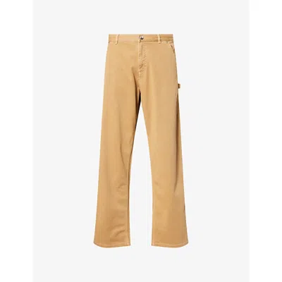 Moncler Mens Medium Beige Patch-pocket Cotton Cargo Trousers In Brown