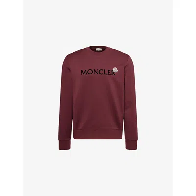 Moncler Mens Miscellaneous Flocked-logo Badge Cotton-jersey Sweatshirt In Brown