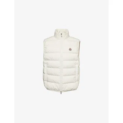 Moncler Mens Natural Contrin Brand-badge Shell-down Gilet In White
