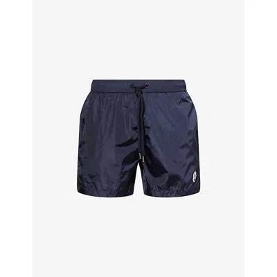Moncler Mens Navy Brand-patch Drawstring Swim Shorts In Black
