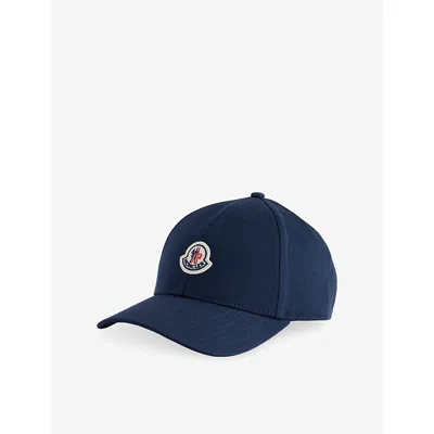 Moncler Mens Navy Brand-badge Cotton Baseball Cap In Blue