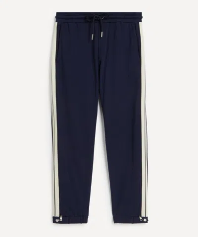 Moncler Tapered Striped Cotton-jersey Sweatpants In Blue