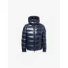 Moncler Mens Navy Maya Logo-patch Padded Shell-down Jacket In Blue