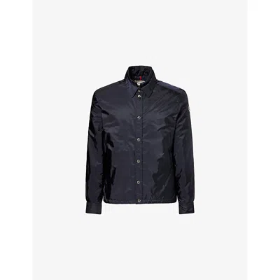 Moncler Mens Navy Meridelle Shell-down Shirt Jacket In Animal Print