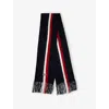 Moncler Logo Patch Stripe Virgin Wool Fringe Scarf In Multi