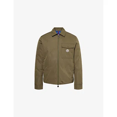 Moncler Mens Olive Vigeon Woven-down Shirt Jacket In Brown