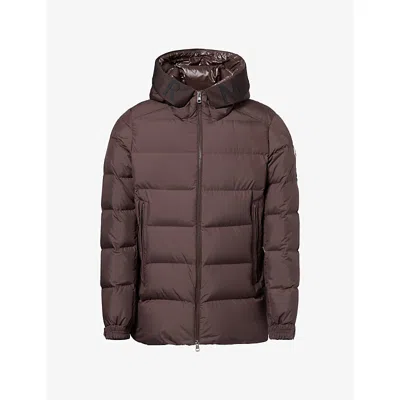 Moncler Mens Orvelle Brande-hood Shell Puffer Jacket Brown