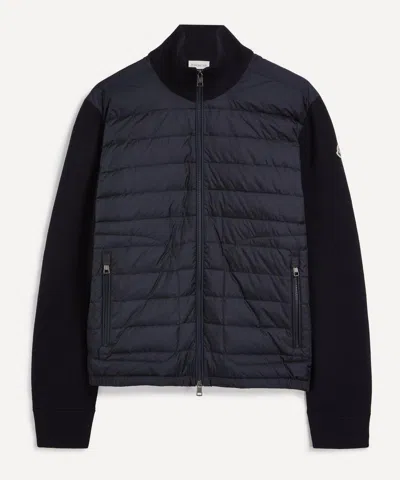 Moncler Padded Zip-up Cotton Cardigan Clothing In Blue