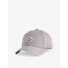 Moncler Mens Pastel Grey Logo-patch Cotton Baseball Cap