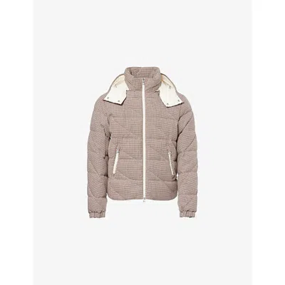 Moncler Mens Miscellaneous Psyllos Houndstooth Wool And Cotton Blend Down Jacket In Neutral