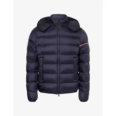 Moncler Mens Ravenlock Hooded Short Down Jacket Navy In Blue