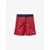 Moncler Nylon Logo Swim Shorts In Red